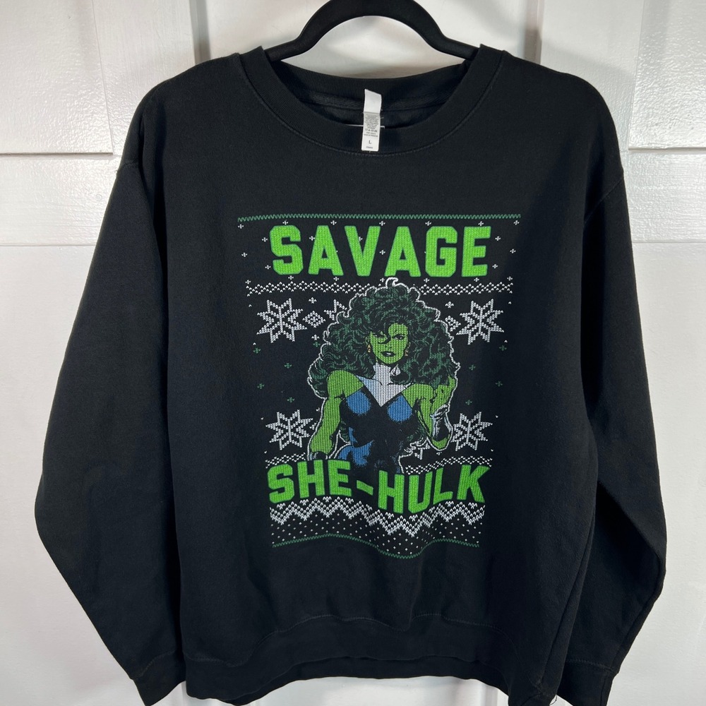 Marvel Savage She-Hulk Black Graphic Sweatshirt Large ZS9003 Holiday Style